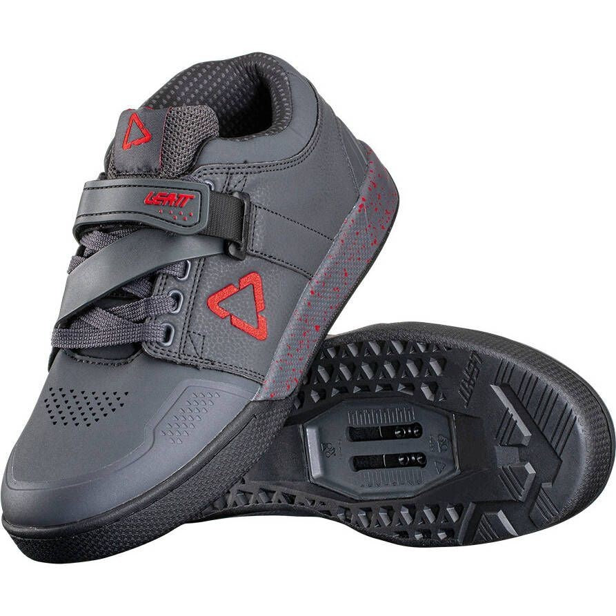 NEUF !!! LEATT, CHAUSSURES 4.0 CLIP, HOMME UNISEXE, COULEUR : GRIS, SUPER DEAL ! FREE SHIP !
